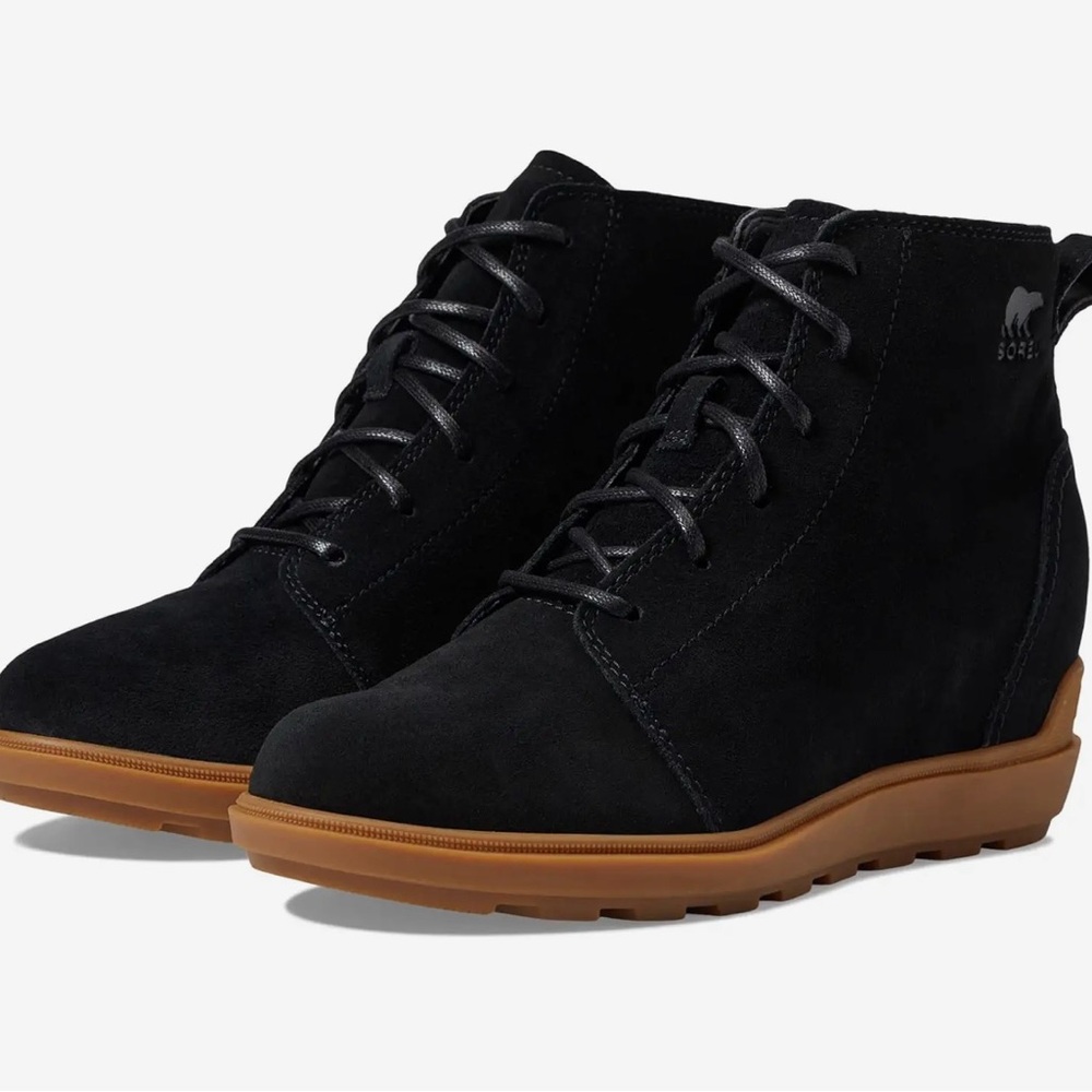 Sorel EVIE ll Lace Black Suede Bootie Size 9.5 New!!